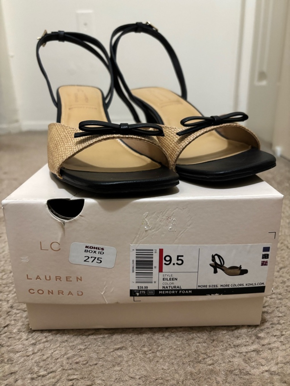 LC Lauren Conrad Black and Natural Slingback Sandals EUC Size 9.5 - Picture 3 of 5